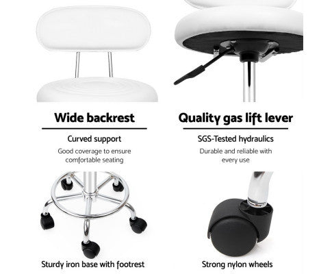 AYANA PU LEATHER  SWIVEL CHAIR  WITH BACKREST - WHITE