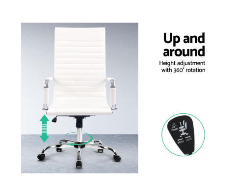 VEGAS LEATHERETTE HIGH BACK EXECUTIVE OFFICE CHAIR - WHITE