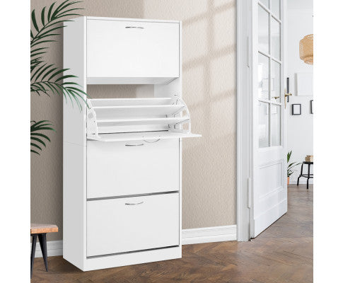 HAMILTON SHOE CABINET WITH 4 STORAGE COMPARTMENTS - WHITE