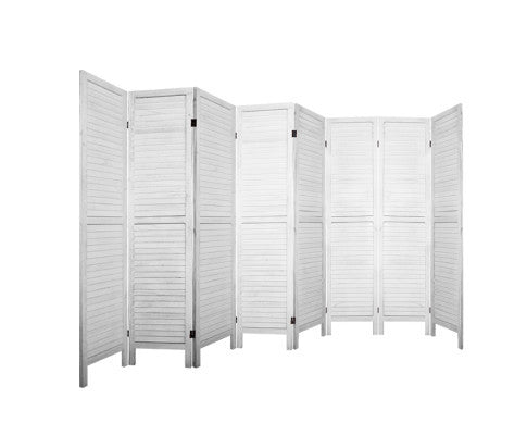 ROLLY ROOM DIVIDER PRIVACY SCREEN FOLDABLE 8 PARTITION STAND - WHITE