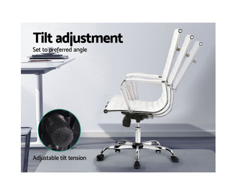 VEGAS LEATHERETTE HIGH BACK EXECUTIVE OFFICE CHAIR - WHITE