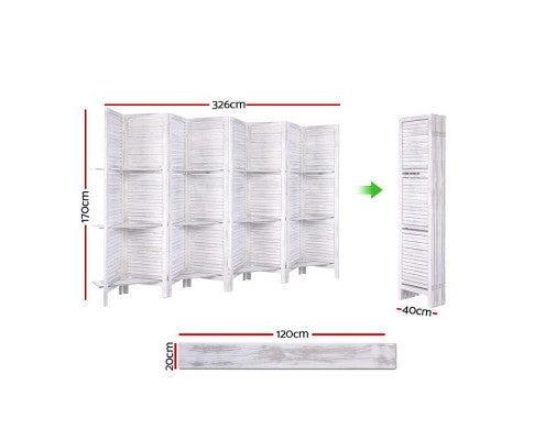 STINROM ROOM DIVIDER PRIVACY SCREEN FOLDABLE 8 PARTITION STAND - WHITE