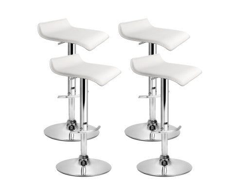 WARDAH (SET OF 4) PU LEATHER GAS LIFT BAR STOOLS - WHITE
