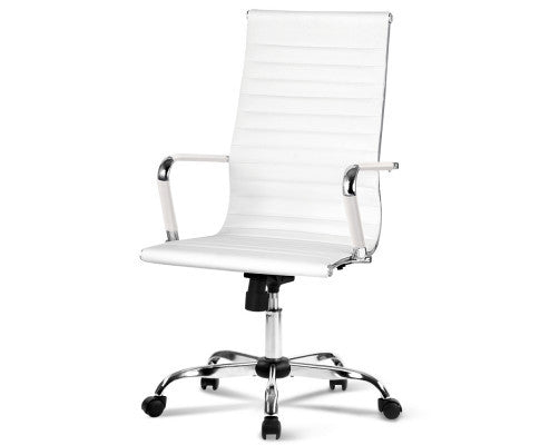 VEGAS LEATHERETTE HIGH BACK EXECUTIVE OFFICE CHAIR - WHITE