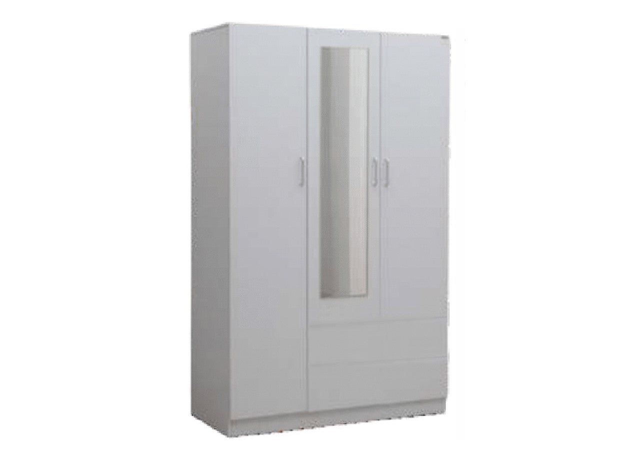 YELLOWSTONE UTILITY 3 DOOR / 2 DRAWER WARDROBE - 1915(H) x 1200(W) x 520(D) - WHITE OR BLACK