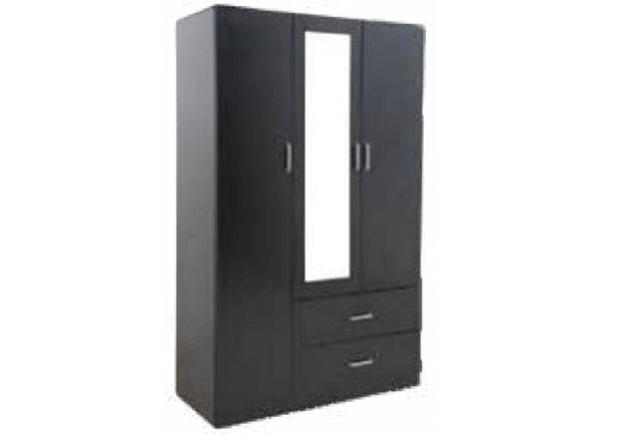 YELLOWSTONE UTILITY 3 DOOR / 2 DRAWER WARDROBE - 1915(H) x 1200(W) x 520(D) - WHITE OR BLACK