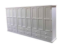 MUDGEE (AUSSIE MADE) 3 PIECE WARDROBE WITH 9 DOORS AND 12 DRAWERS - 1800(H) X 3600(W) - ASSORTED PAINTED COLOURS