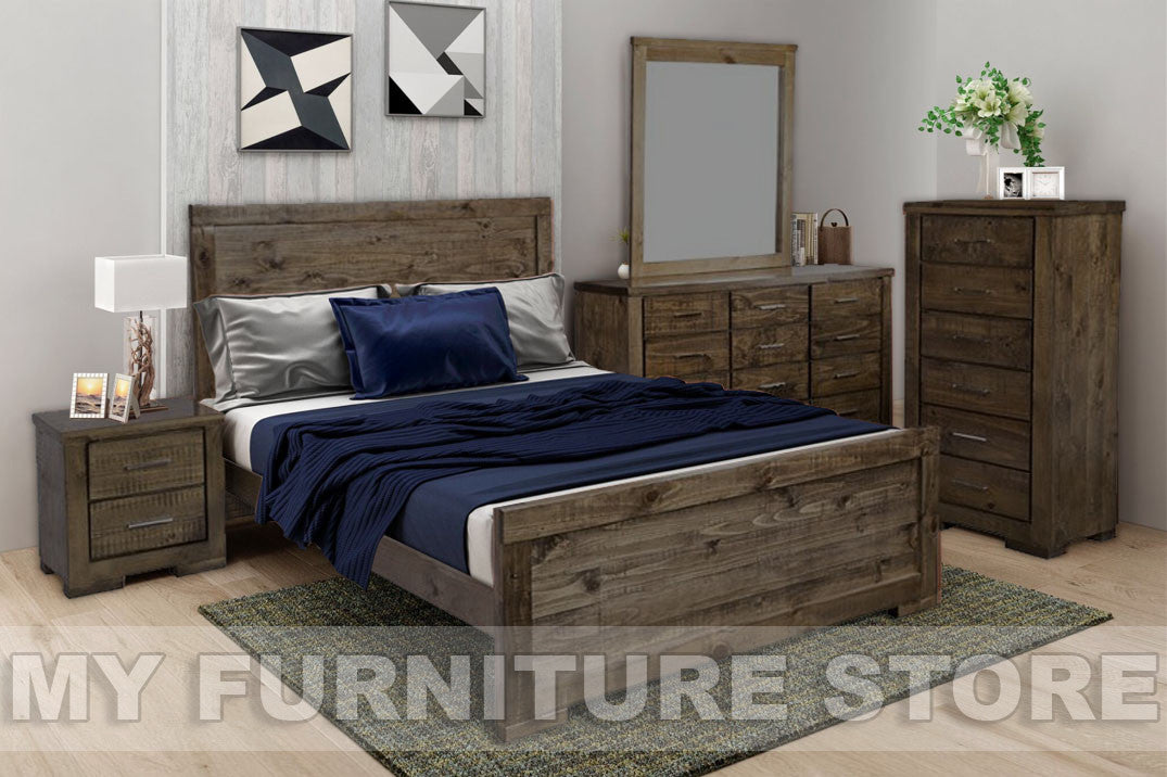 RUSTICED KING 6 PIECE (THE LOT) BEDROOM SUITE - RUSTIC