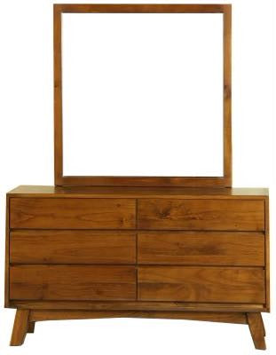 EUREKA 6 DRAWER DRESSING TABLE WITH MIRROR (MODEL-16-9-14-14-1-3-12-5 ) - 800(H) X 1400(W) - HAZELNUT
