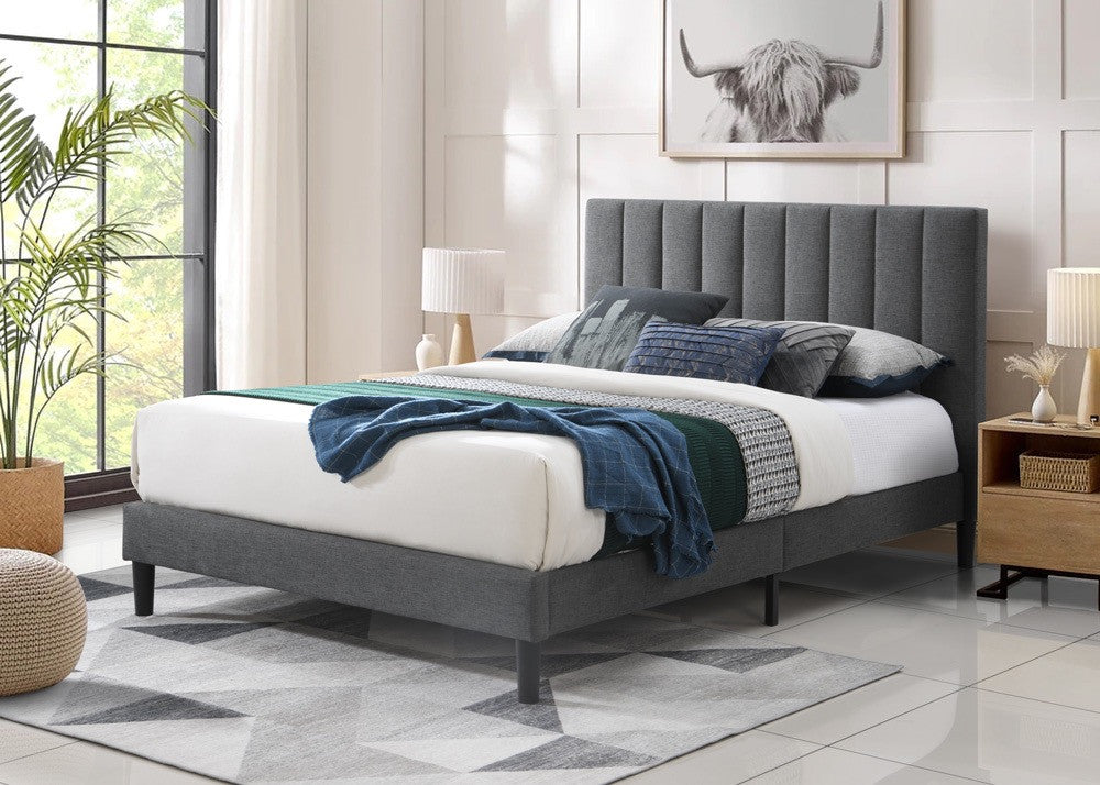 QUEEN PICADILLY FABRIC BED - GREY