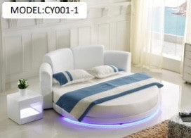 KING MELISSA (CY001-1) ROUND 100% LEATHER / LEATHERETTE BED - ASSORTED COLOURS