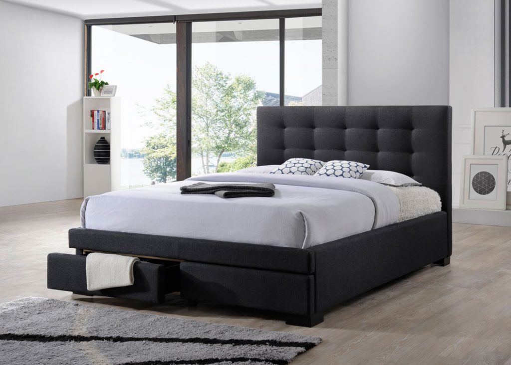 Hawk Jay Bed With Drawers - Dark Grey Or Light Beige