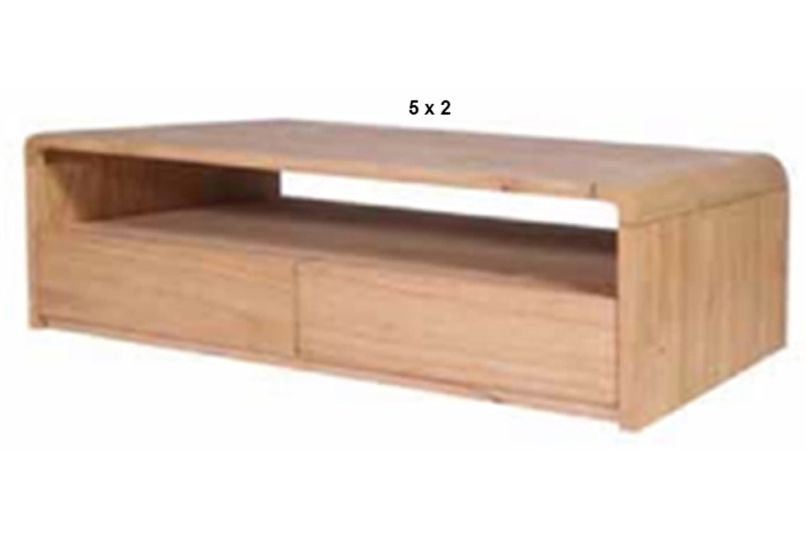 ANDRE (AUSSIE MADE) WITH 2 DRAWER COFFEE TABLE COLLECTION - TASSIE OAK COMBINATION - ASSORTED STAINED COLOURS - STARTING FROM $1199