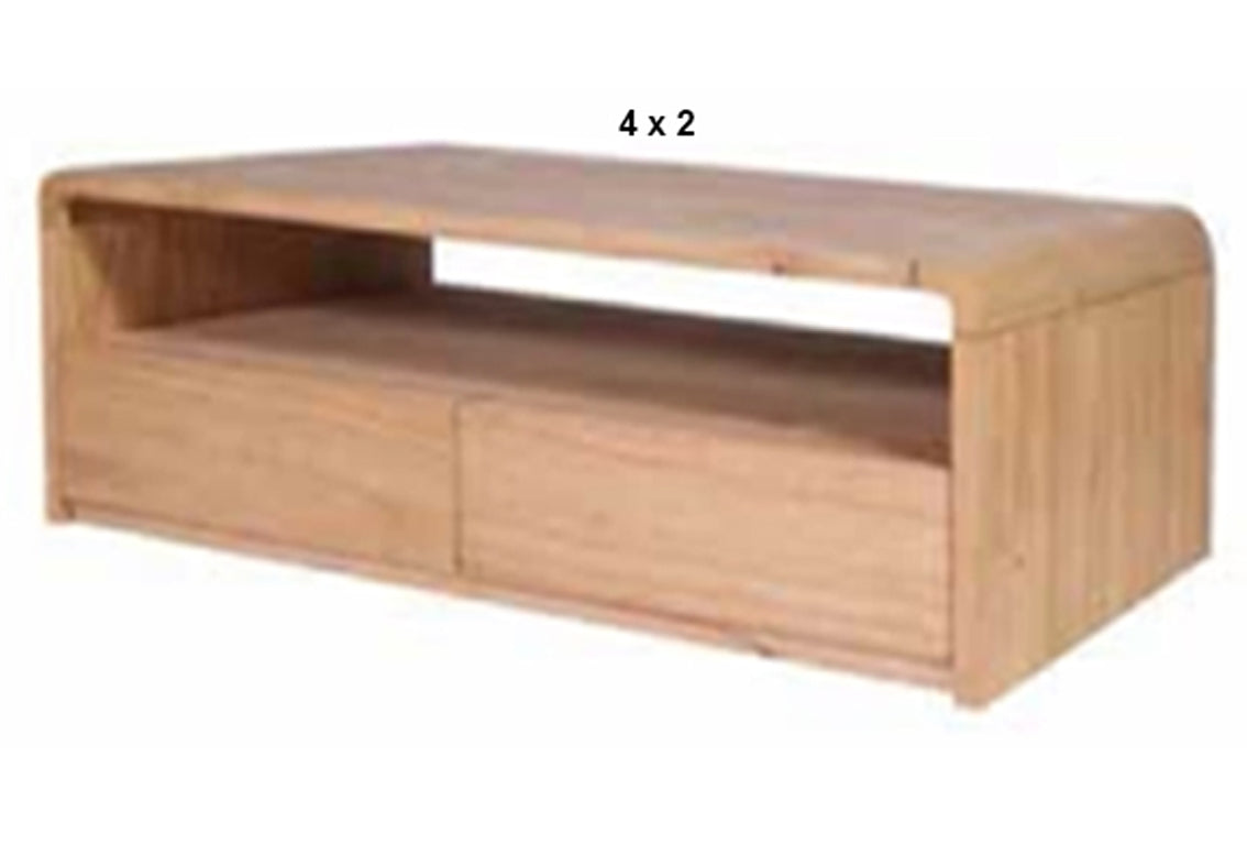 ANDRE (AUSSIE MADE) WITH 2 DRAWER COFFEE TABLE COLLECTION - TASSIE OAK COMBINATION - ASSORTED STAINED COLOURS - STARTING FROM $1199