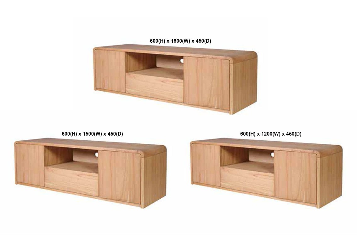 ANDRE (AUSSIE MADE) WITH 2 DOOR / 1 DRAWER TV UNIT COLLECTION - TASSIE OAK COMBINATION - ASSORTED STAINED COLOURS - STARTING FROM $1299