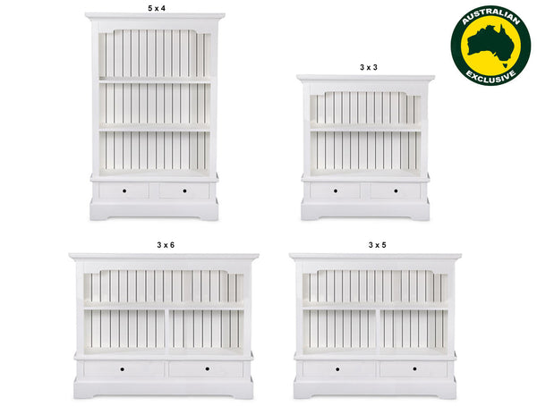 WILLIAMSON (AUSSIE MADE) LOWLINE BOOKCASE WITH 2 DRAWERS COLLECTION - ASSORTED PAINTED COLOURS