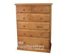 YORK (AUSSIE MADE) 7 DRAWER TALLBOY 85CM WIDE - 1500(H) x 900(W) - ASSORTED COLOURS