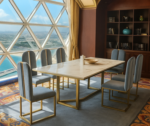 JANNA DINING TABLE ONLY - 1800(W) x 900(D) - TITANIUM GOLD