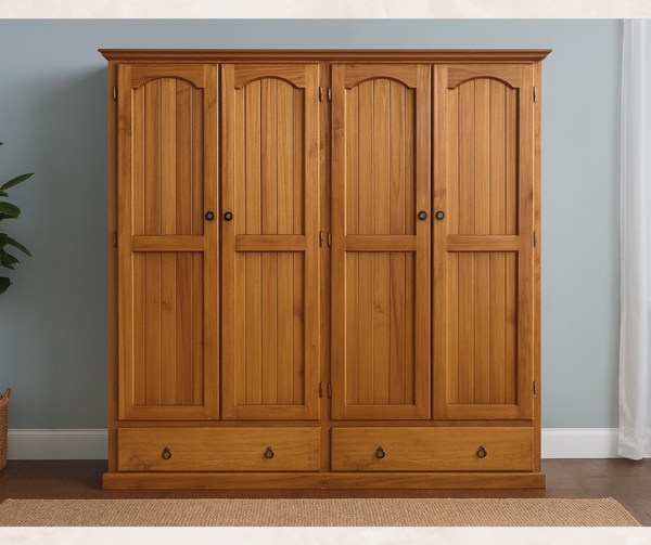 CLIO (AUSSIE MADE) DOOR WARDROBE WITH 2 DRAWER COLLECTION - ASSORTED STAINED COLOURS