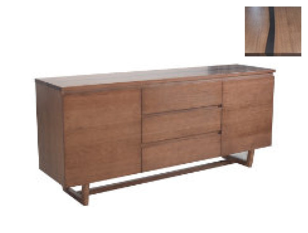 YURI 2 DOORS / 3 DRAWER BUFFET WITH RESIN TOP - 890(H) x 1800(W) x 460(D) - WALNUT