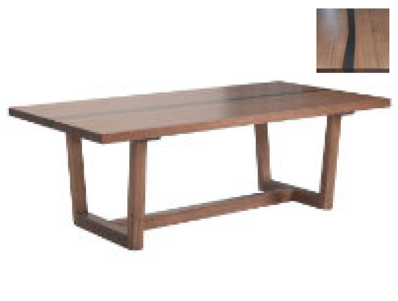 YURI COFFEE TABLE WITH RESIN TOP - 450(H) x 1300(W) x 700(D) - WALNUT