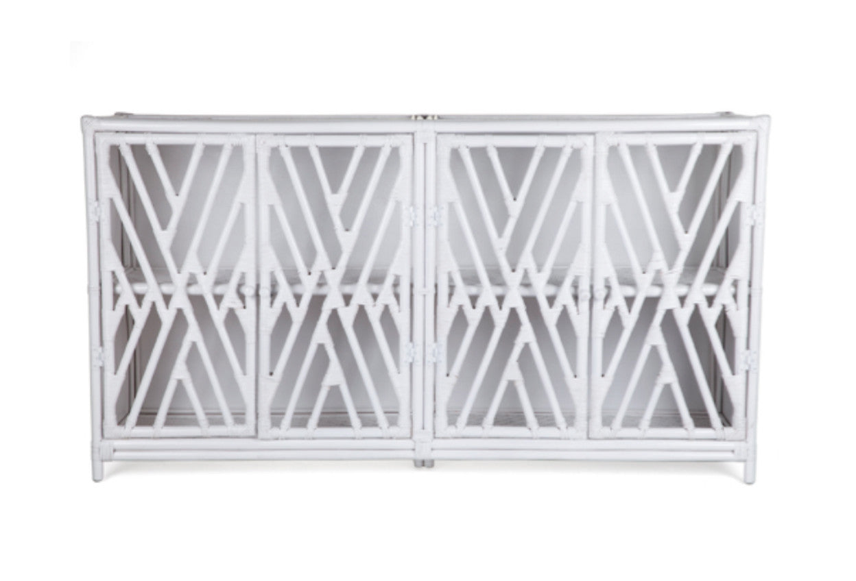 ZIM 4 DOOR RATTAN BUFFET (DET372W) - 900(H) x 1700(W) - WHITE