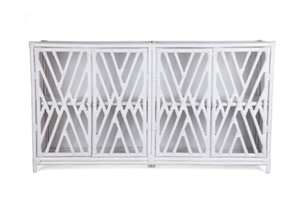 ZIM 4 DOOR RATTAN BUFFET (DET372W) - 900(H) x 1700(W) - WHITE