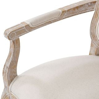 BICHIR (SET OF 2) ARM CHAIR - FABRIC BEIGE / WHITE WASHED