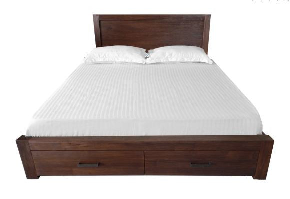 COLOMBO KING 4 PIECE (TALLBOY) BEDROOM SUITE WITH UNDER BED STORAGE - WALNUT