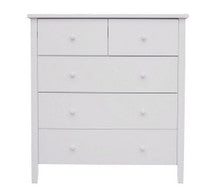 BRIGHTON 5 DRAWER TALLBOY - 1015(H) X 940(W) - WHITE OR BLACK