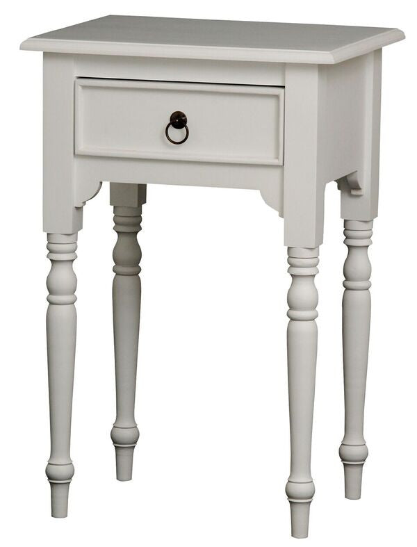 JKG TURN LEG 1 DRAWER SIDE TABLE 750(H) - WHITE