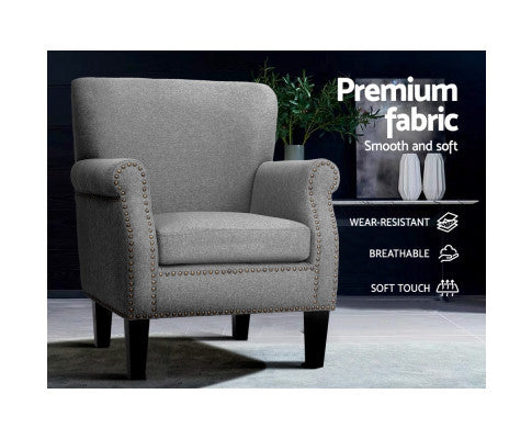 ACIER FABRIC ACCENT CHAIR - GREY VELVET