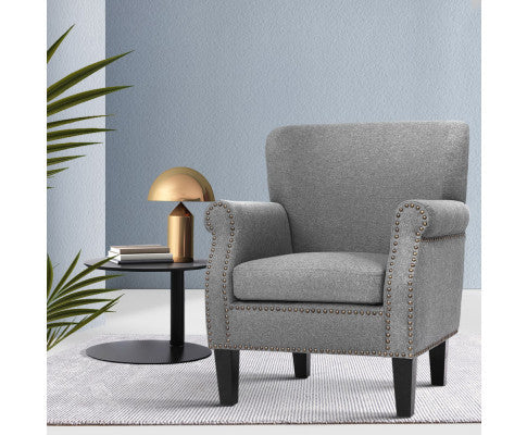 ACIER FABRIC ACCENT CHAIR - GREY VELVET