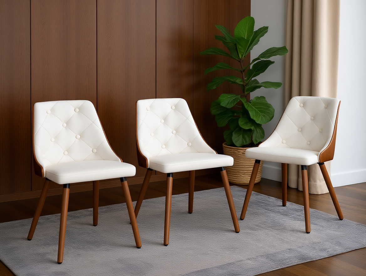 YVONNE LEATHERETTE DINING CHAIR - WHITE
