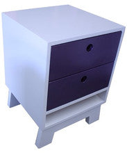 ART DECO BEDSIDE WITH 2 DRAWERS - PRICED IN ASSORTED COLOURS (VIC ASH AND PINE OPTIONS ALSO AVAILABLE - PRICE ON APPLICATION) - CUSTOMISATION AVAILABLE