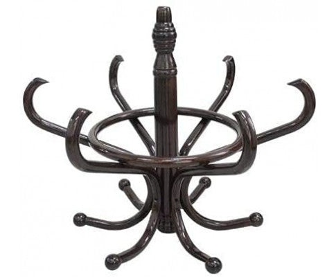 CLEMENT WOODEN HAT STAND WITH 12 HOOKS - WALNUT BROWN