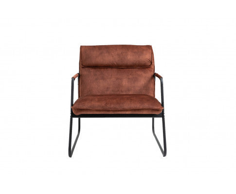 ASHBY LINEN UPHOLSTERED ARMCHAIR WITH SLED BASE - BROWN