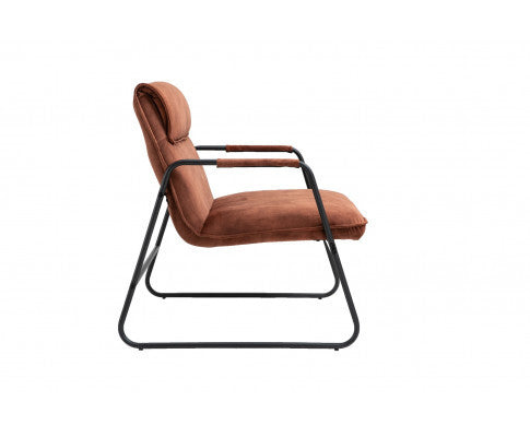 ASHBY LINEN UPHOLSTERED ARMCHAIR WITH SLED BASE - BROWN