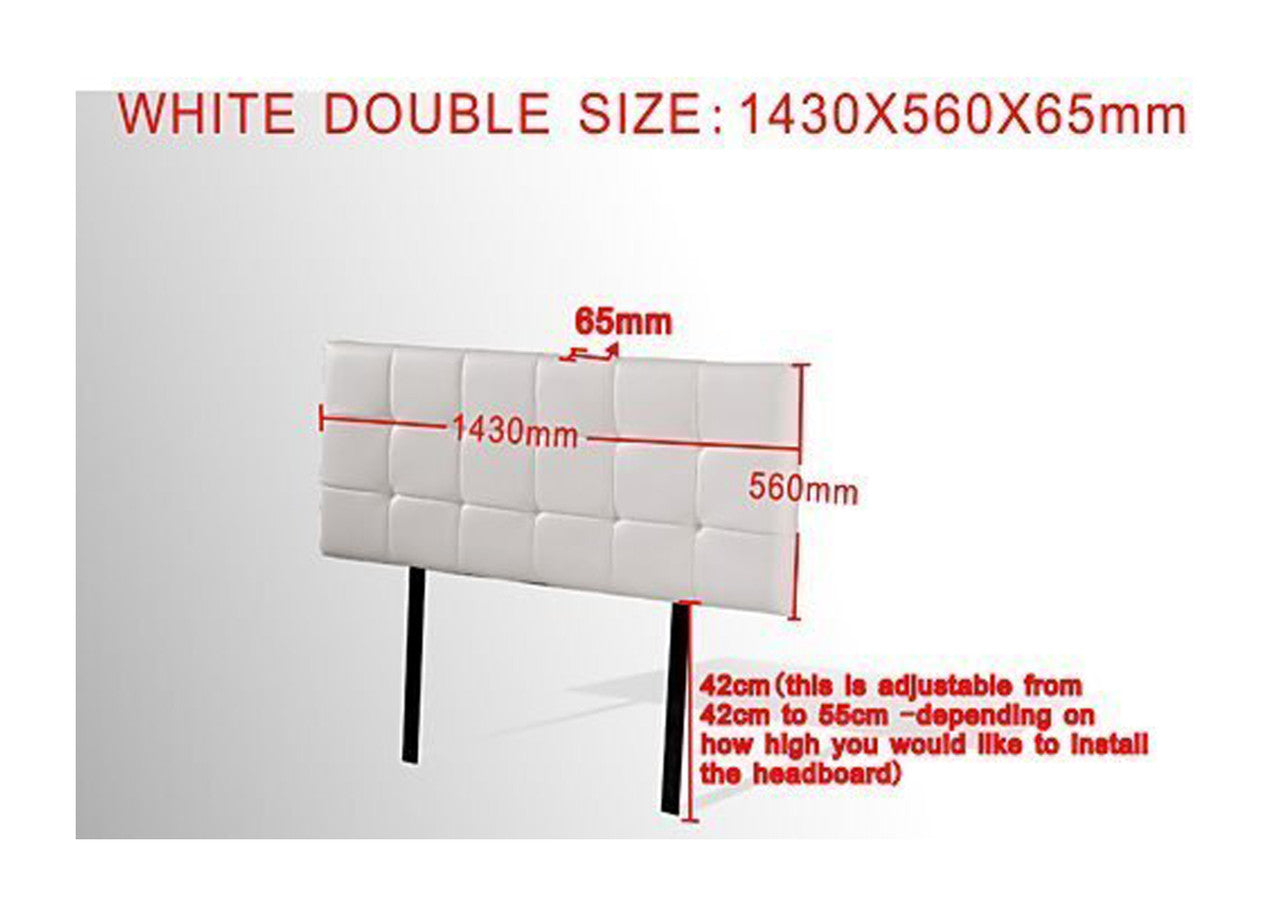 DOUBLE DELUXE TUFTED LEATHERETTE BEDHEAD (ING-HB-18) - WHITE