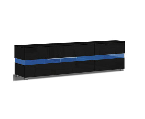 HAMILTON 2 DRAWERS 1600(W) ENTERTAINMENT UNIT WITH RGB LED – HIGH GLOSS BLACK