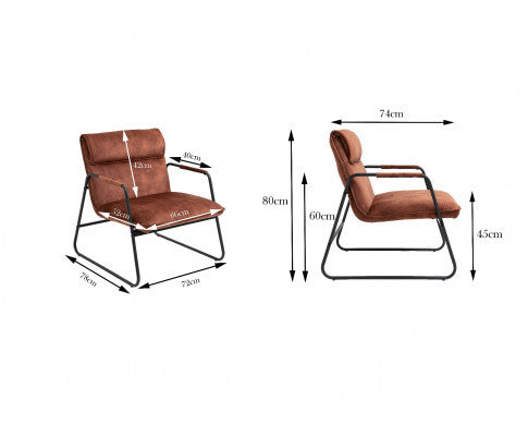 ASHBY LINEN UPHOLSTERED ARMCHAIR WITH SLED BASE - BROWN