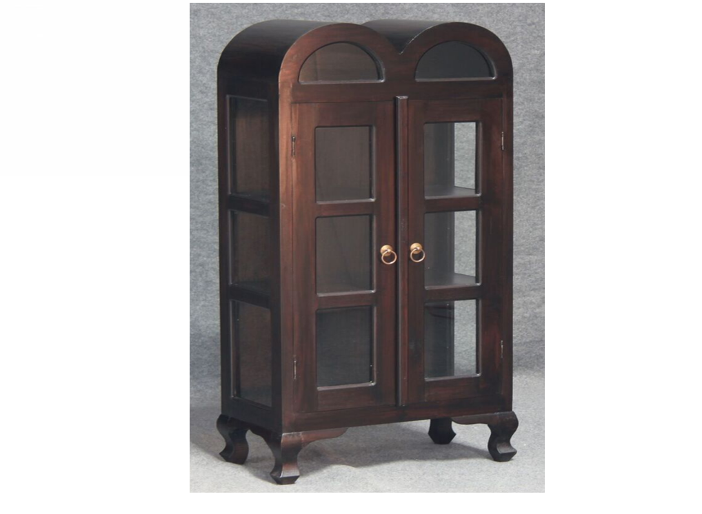 DOUBLE SMALL DOME 1250(H) X 590(W) DISPLAY CABINET (DC 200 DDS) - CHOCOLATE OR MAHOGANY