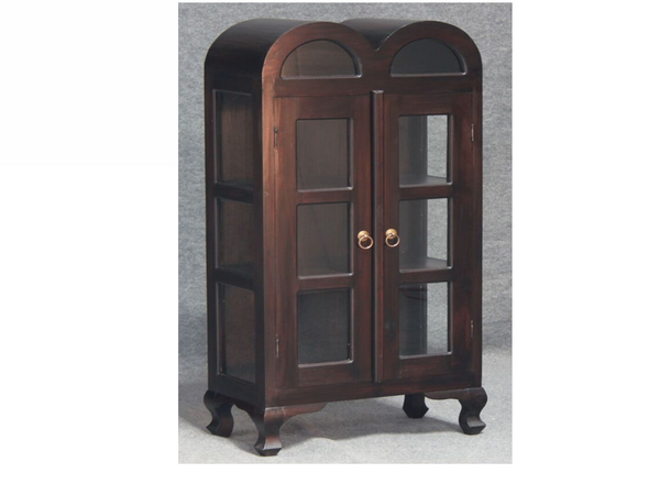DOUBLE SMALL DOME 1250(H) X 590(W) DISPLAY CABINET (DC 200 DDS) - CHOCOLATE OR MAHOGANY