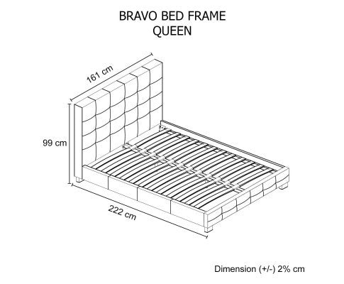 QUEEN BRAVO (V43-BED-BRVQBL) LEATHERETTE BED - BLACK