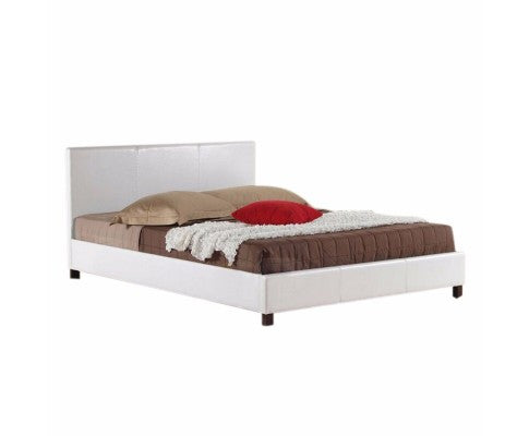 QUEEN MONDEO LEATHERETTE BED - WHITE