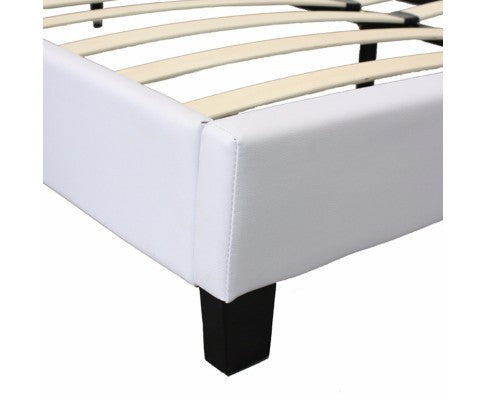 QUEEN MONDEO LEATHERETTE BED - WHITE