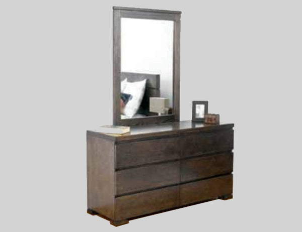 BENSON 6 DRAWER DRESSING TABLE & MIRROR - SMOKE