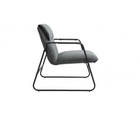 ASHBY LINEN UPHOLSTERED ARMCHAIR WITH SLED BASE - DARK GREY