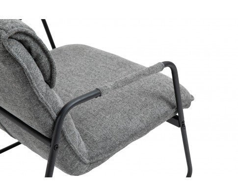 ASHBY LINEN UPHOLSTERED ARMCHAIR WITH SLED BASE - GREY