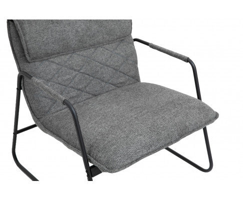 ASHBY LINEN UPHOLSTERED ARMCHAIR WITH SLED BASE - GREY